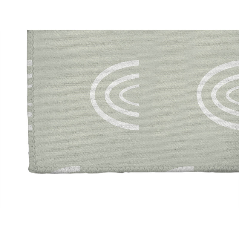 Plain Bows Kids Play Mat, Light Green/White, Rectangle 2' x 3'