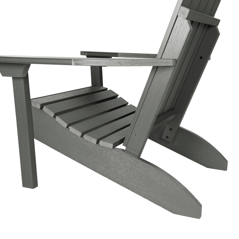 Chaise Adirondack en plastique avec repose-pieds Anette, Teck côtier