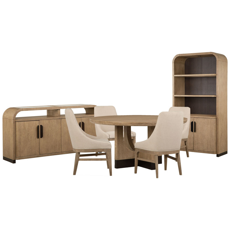 Table de salle à manger 60 po avec 4 fauteuils et buffet, 7 pièces: table, 4 chaises, buffet, armoire