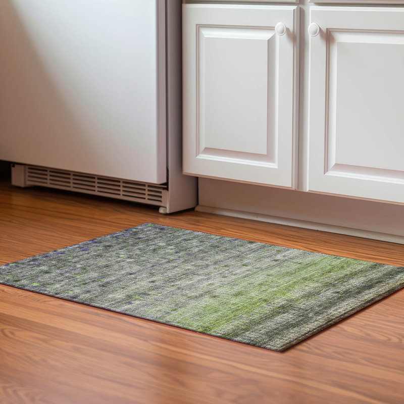 Premium Machine Washable Mayfield Stripes Rug, Green, 2'6" x 3'10"