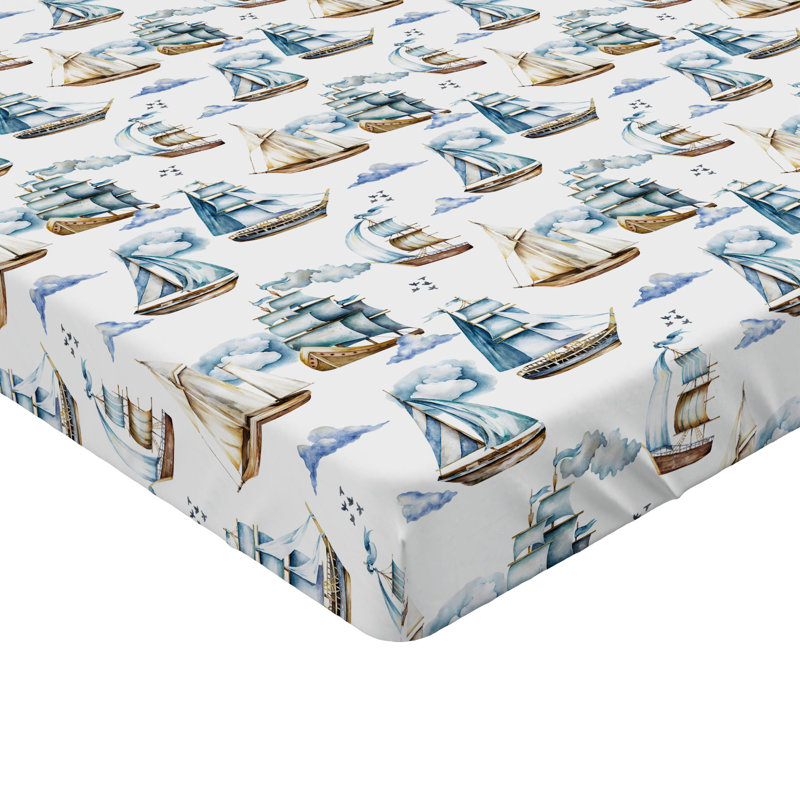 Drap-housse Ambesonne Sailor Marine, Drap-housse de taille simple