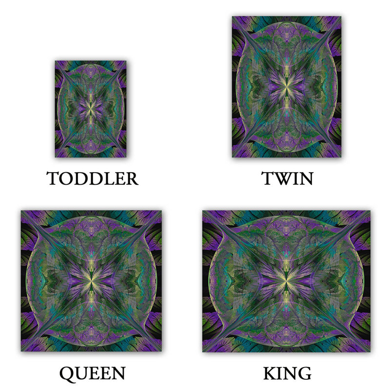Ensemble de housse de couette jade feuilley mandala, Mauve / Vert / Bleu, 1 housse simple + 1 taie standard