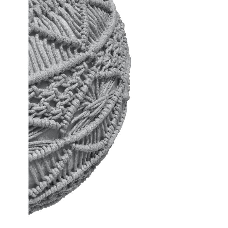 Upholstered Pouf, Silver/Gray