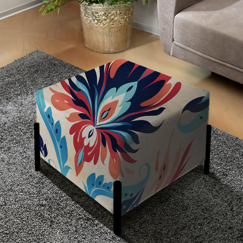 Rouge et bleu Tribal Ikat Harmony - repose-pieds carré Ikat