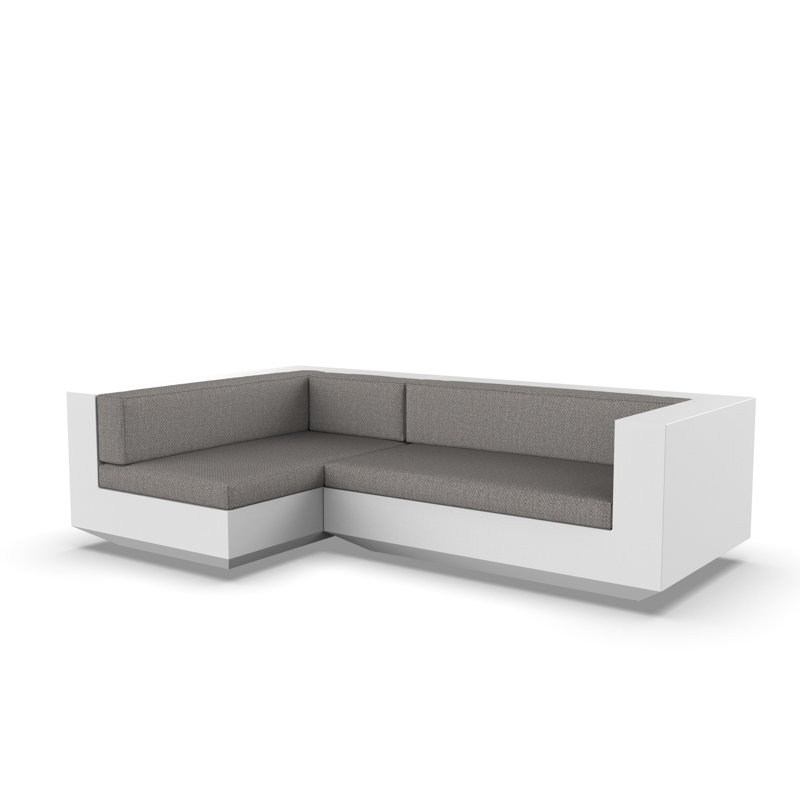 Vela 102.25" Wide Outdoor Reversible Patio Sectional with Cushions, White, White, Left Hand Facing