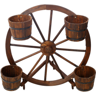 Wagon Wheel Barrel Planter
