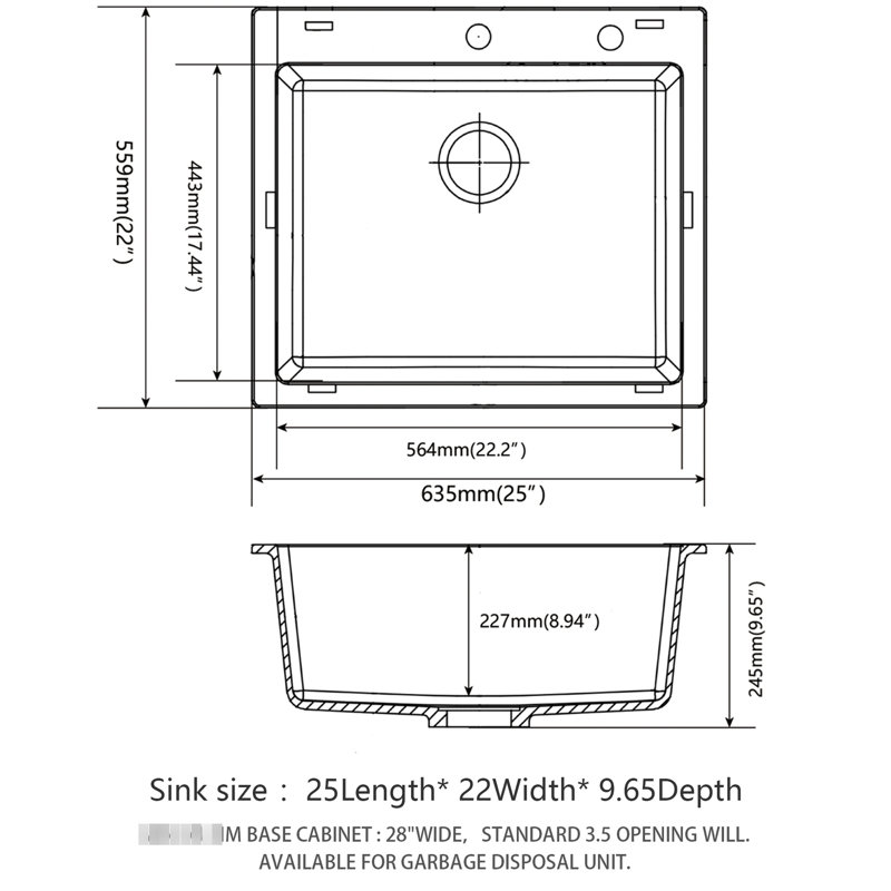 White Drop - In Quartz Kitchen Sink 25X22", Smooth And Hard Quartz, Eliminates Noise Dirt Buildup, Includes Strainers Assembly Vibration Noise, Non Porous Surface, Comes With Multiple Accessories For