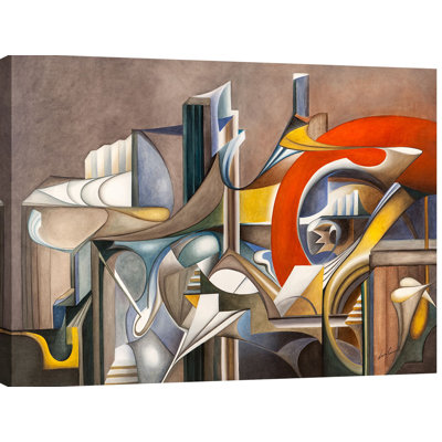 Futurist Sunset 1 Piece Wrapped Canvas Painting
