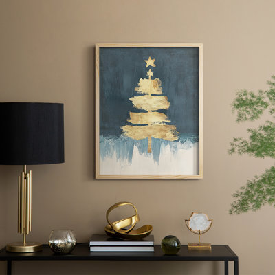 «Christmas Holiday Art CXCV», reproduction d'art encadrée - bois massif