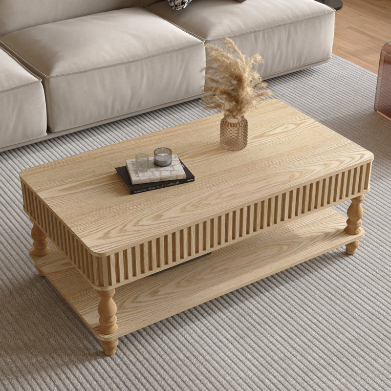 Table basse à plateau relevable 47,24 po, Bois naturel