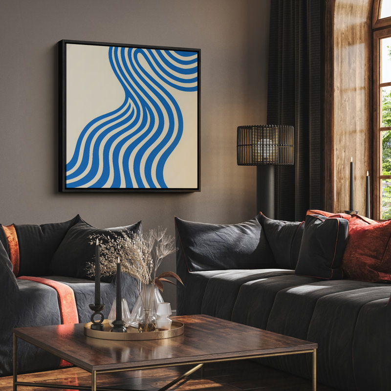 Art mural encadré abstrait rétro antique classique pour chambre à coucher, H 16 po x l 16 po, Noir