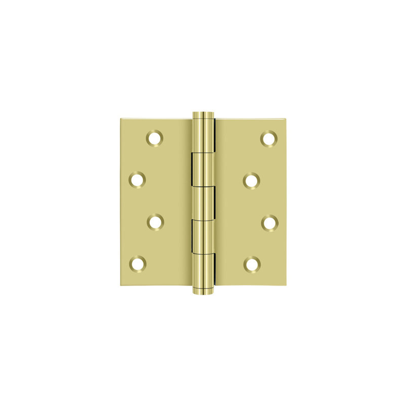 Deltana DSB43-RZ 4" x 4" Square Hinges Residential / Zig-Zag in Polished Brass Pair, Polished Brass