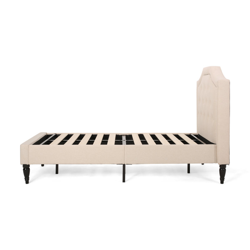 Lit plateforme tapissier Zakk, Beige