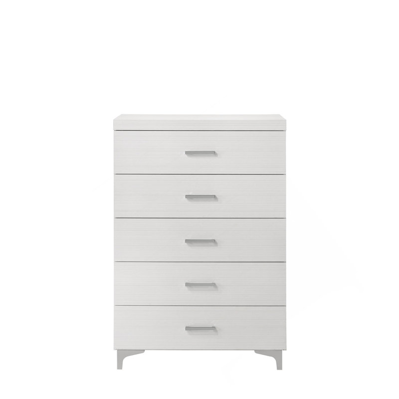 Commode blanche à 5 tiroirs avec pieds en métal