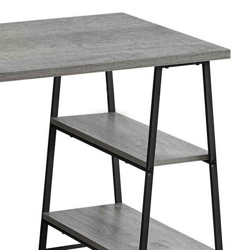 Bureau d'ordinateur Allyssa, bureau personnel, ordinateur portable, tablettes de rangement, L 48 po, bureau, métal, stratifié