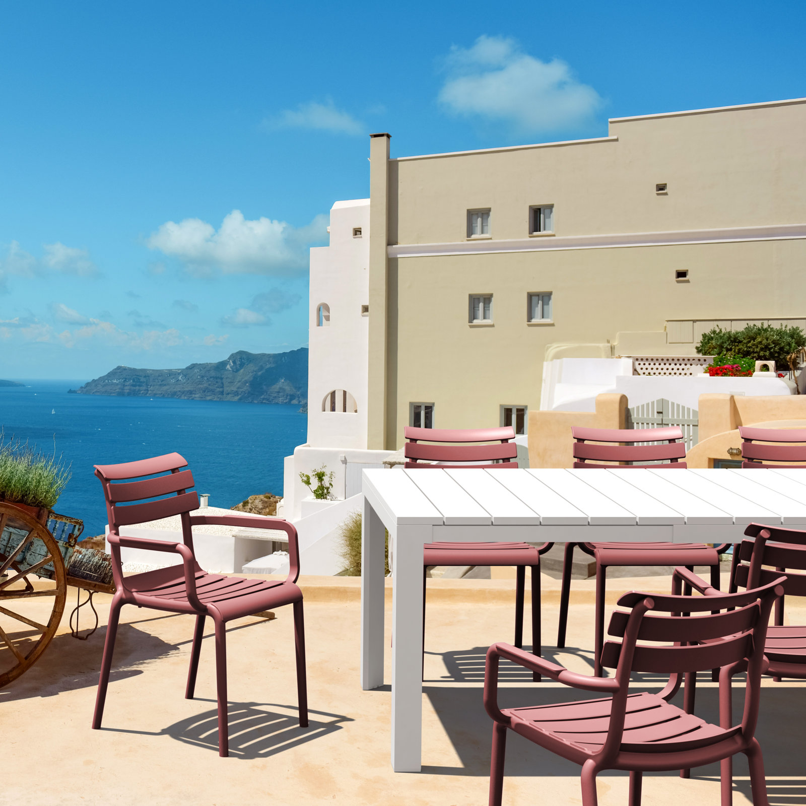 Aragons Stacking Patio Dining Armchair, Marsala