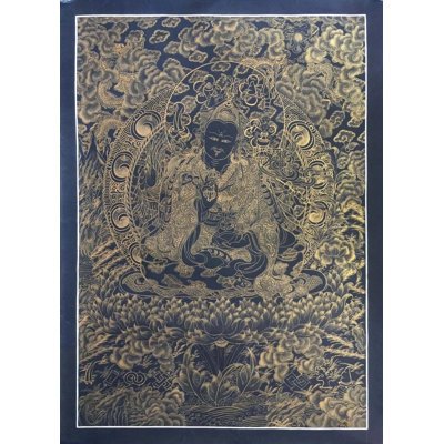 Guru Rinpoche Kalo Sunaulo (Golden Black) Thangka (Brocadeless Thangka)