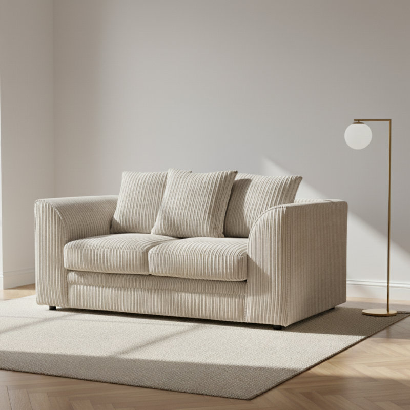 2 Seater Corduroy Sofa, Cream