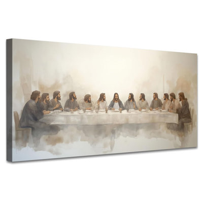 The Last Supper Wall Art Canvas Jesus Christian Painting Picture For Living Room Dining Room Devotional Decor (20X40 Inches)
