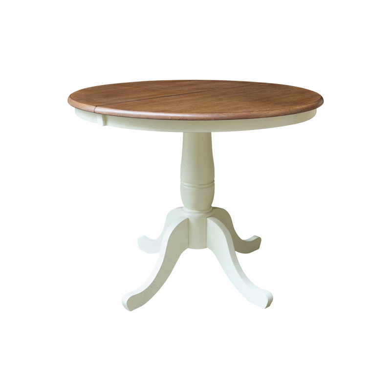 Echols Extendable Pedestal Solid Wood Dining Set, 3, Hickory/Shell
