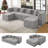 129"Cloud Modular Sectional Sofa With 2 Ottoman-476047836