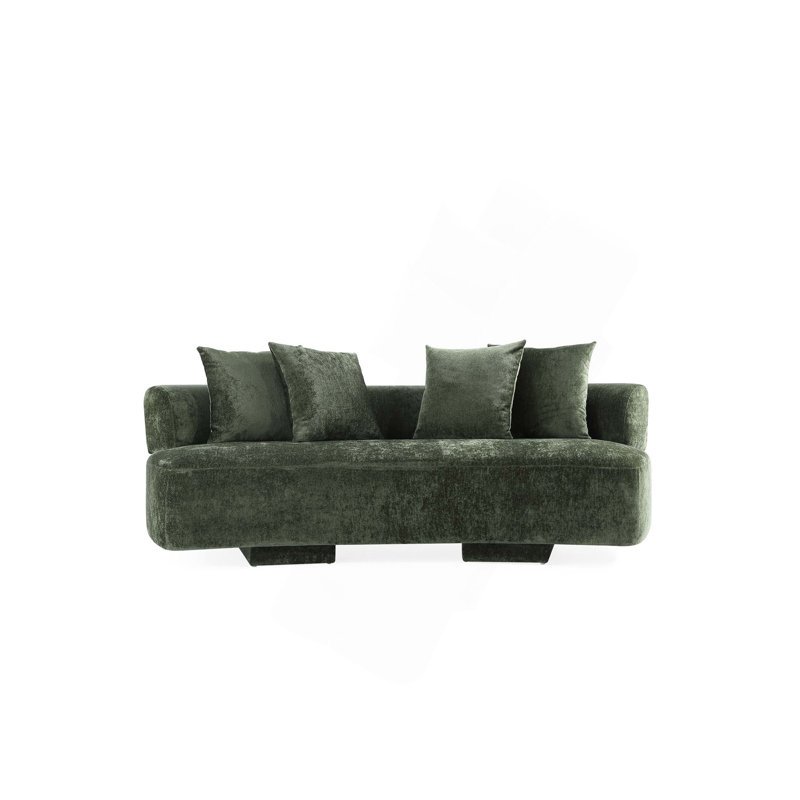 Canapé Modern, Vert olive, H 29,5 po x l 90,6 po x P 44,5 po