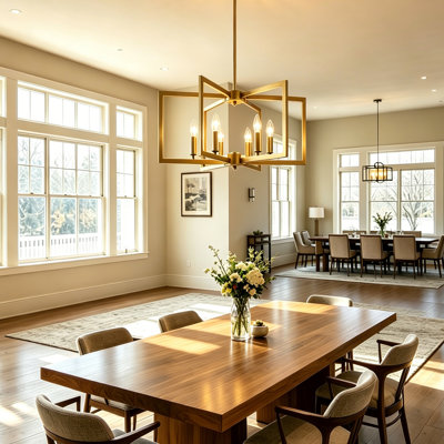 5/6/7 - Light Farmhouse Geometric Candle-Style Square / Rectangle Lantern Chandelier