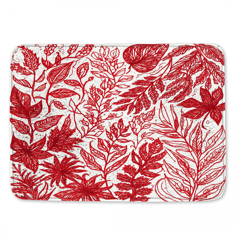 Tapis de bain Red Botanical Illustration, L 34 po x L 21 po