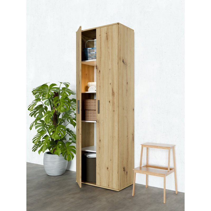 White Utility Closet System, Oak/Black