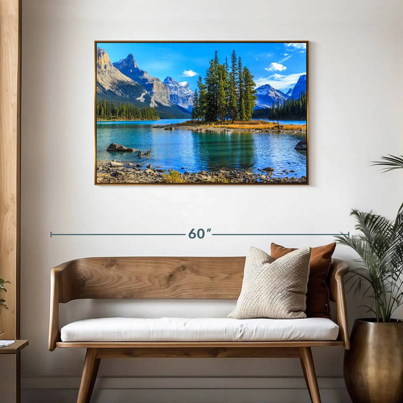 Lac Maligne, Cadre flottant doré, 43 po x 29 po