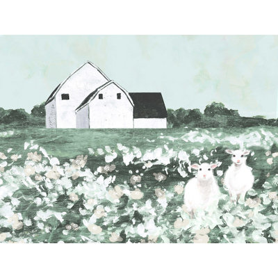 «Sage Barn Sheep Friends», reproduction sur toile tendue