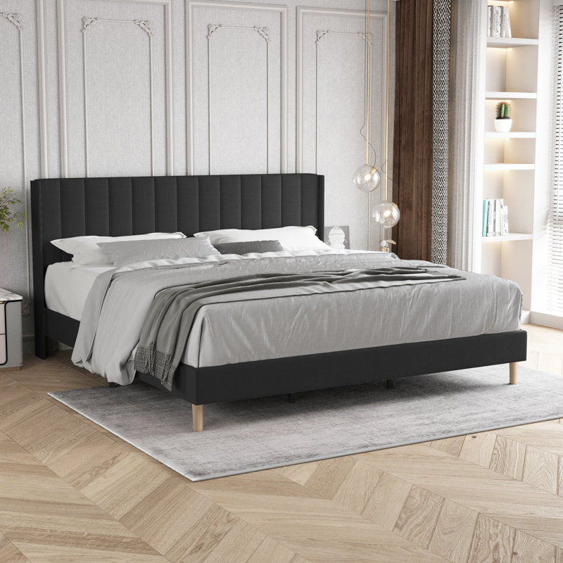 Upholstered Bed, King, Black
