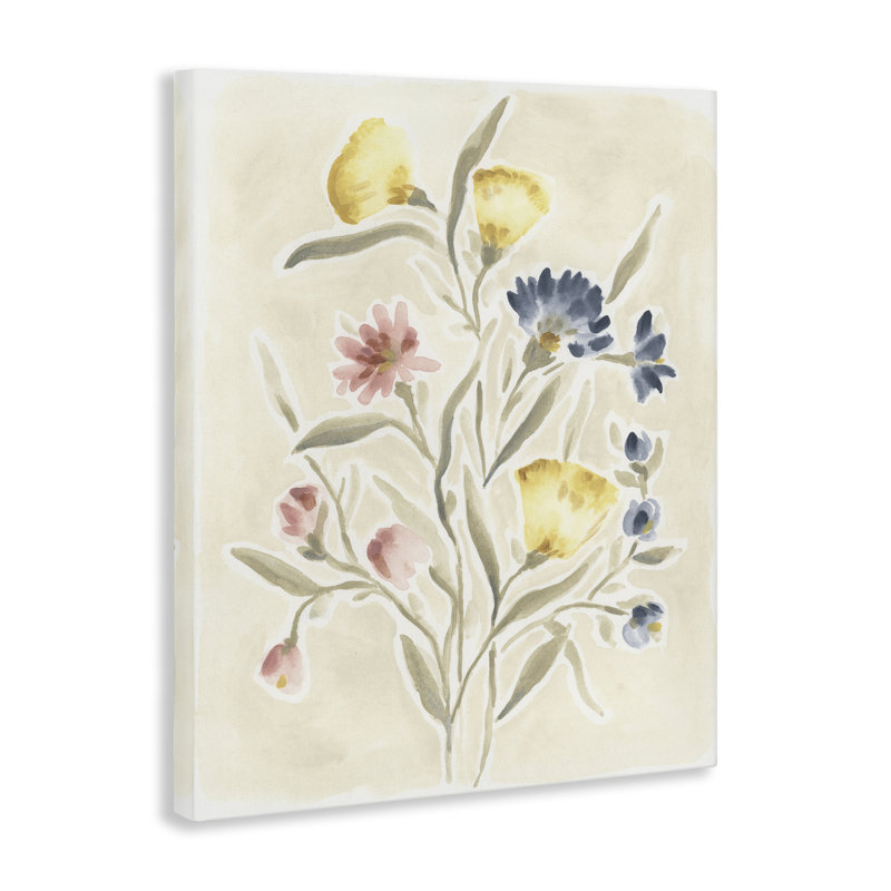 Art mural sur toile, "Subtle Cottage Posies", design par June Erica Vess, H 48 po x l 36 po