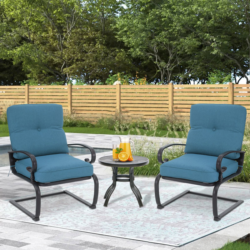 Craigmore 2 - Person Modular Patio Conversation Sets with Cushions, Blue