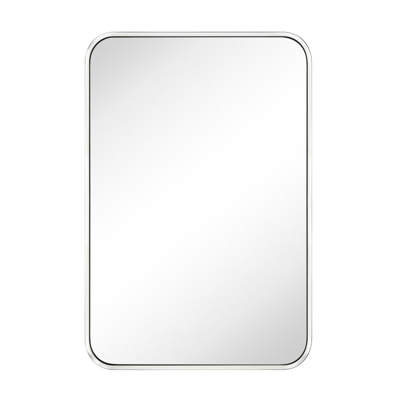 Aria Rounded Rectangle Bathroom Vanity Mirror, Vertically/Horizontal Hanging, 36" x 24", Chrome