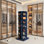 Armoires | Armoire de rangement à chaussures rotative à 360 degrés 7 couches | Peut contenir jusqu'à 28 paires | Finition bleu ciel moderne | Panneau de particules et panneau de fibres à densité moyenne | Chambre à coucher