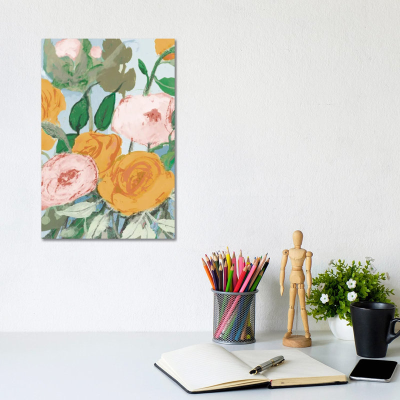 Summer Roses by Robin Maria - Painting on Canvas, Wrapped Canvas, 20.32 cm H x 30.48 cm W