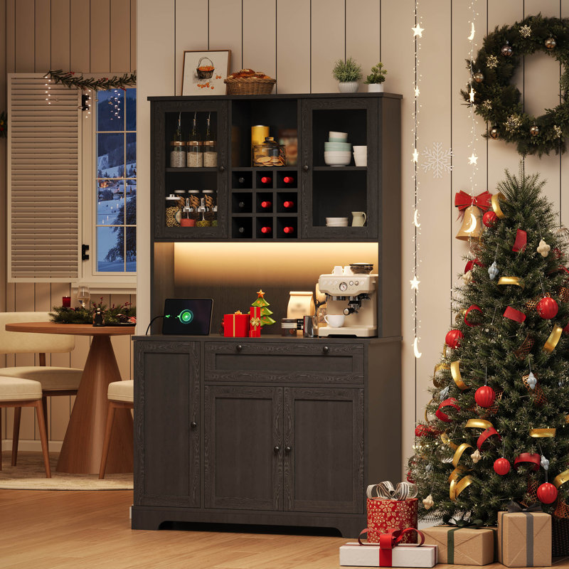 180cm Kitchen Pantry, Black