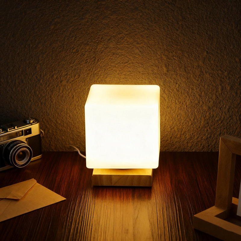 Lampe de nuit moderne à DEL 1pc, lampe de bureau USB en bois massif, lampe de chevet de chambre à coucher, salle d'étude, lumière d'ambiance créative
