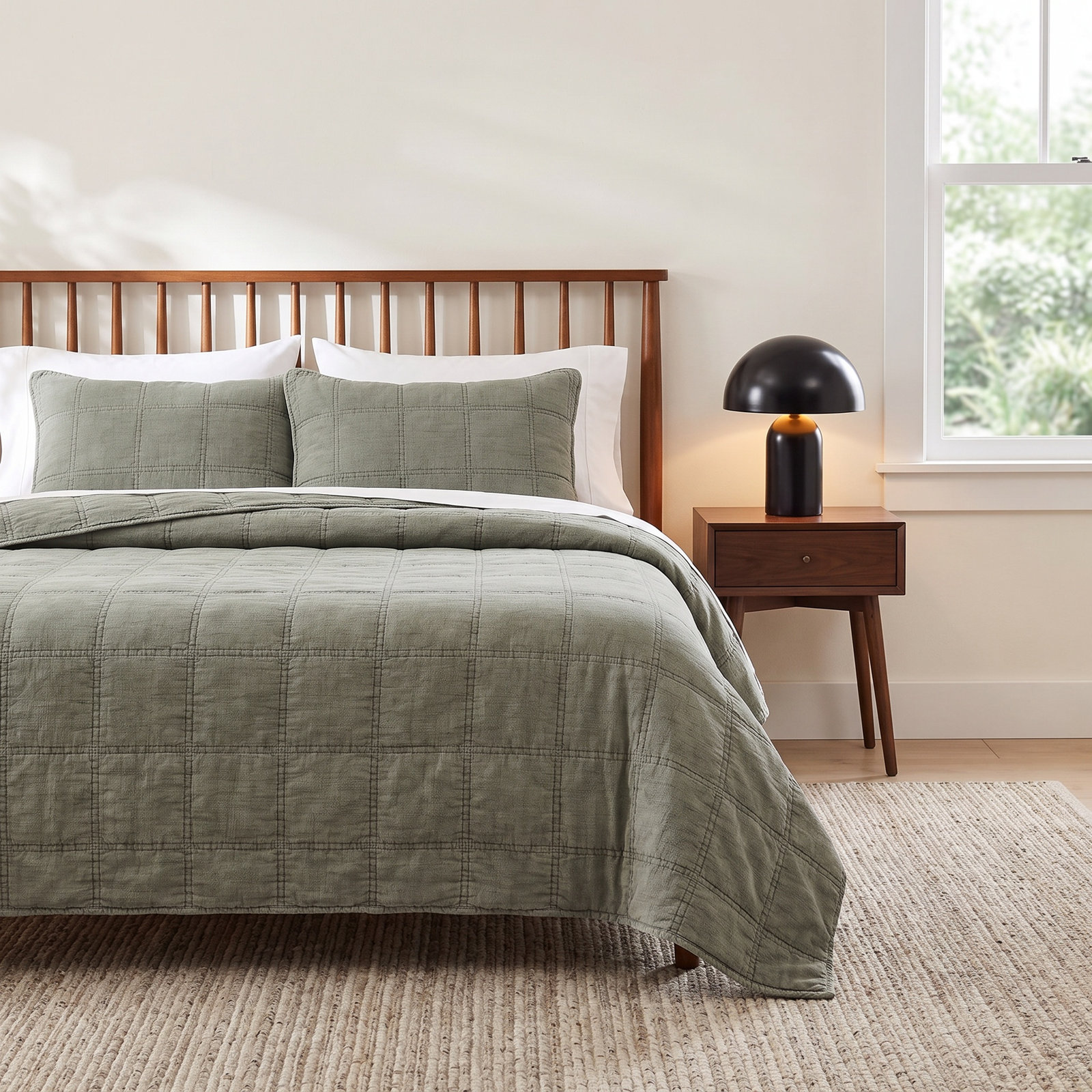 Logan Stone Washed Cotton Quilt Set, Gray, King Quilt + 2 King Shams