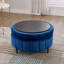 Repose-pieds l 31,5 po avec couvercle réversible, tabouret de rangement en velours avec conception capitonnée en forme de citrouille-385068247