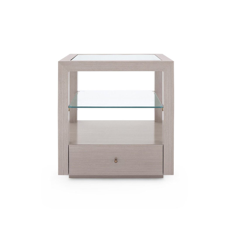 Gavin Glass End Table, Taupe Gray