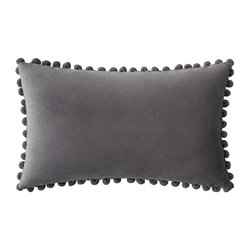 Housse de coussin en velours, Gris, Housse de coussin seulement - sans coussin, Rectangle 14 po x 20 po
