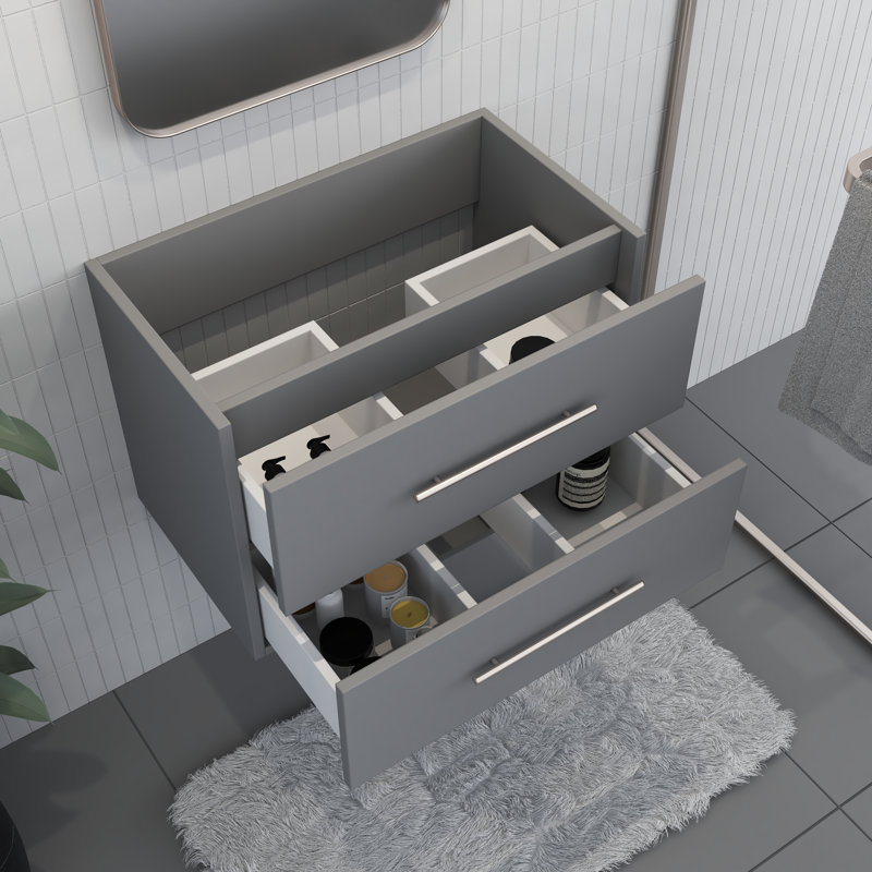 Base de meuble-lavabo mural simple 29 po Abdirahman, Gris