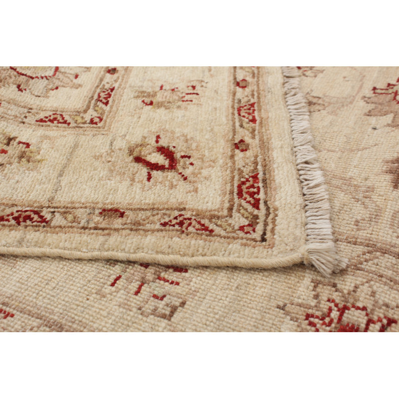 Tapis de zone en laine 4 pi 1 po x 6 po one-of-kind noué la crème Kali