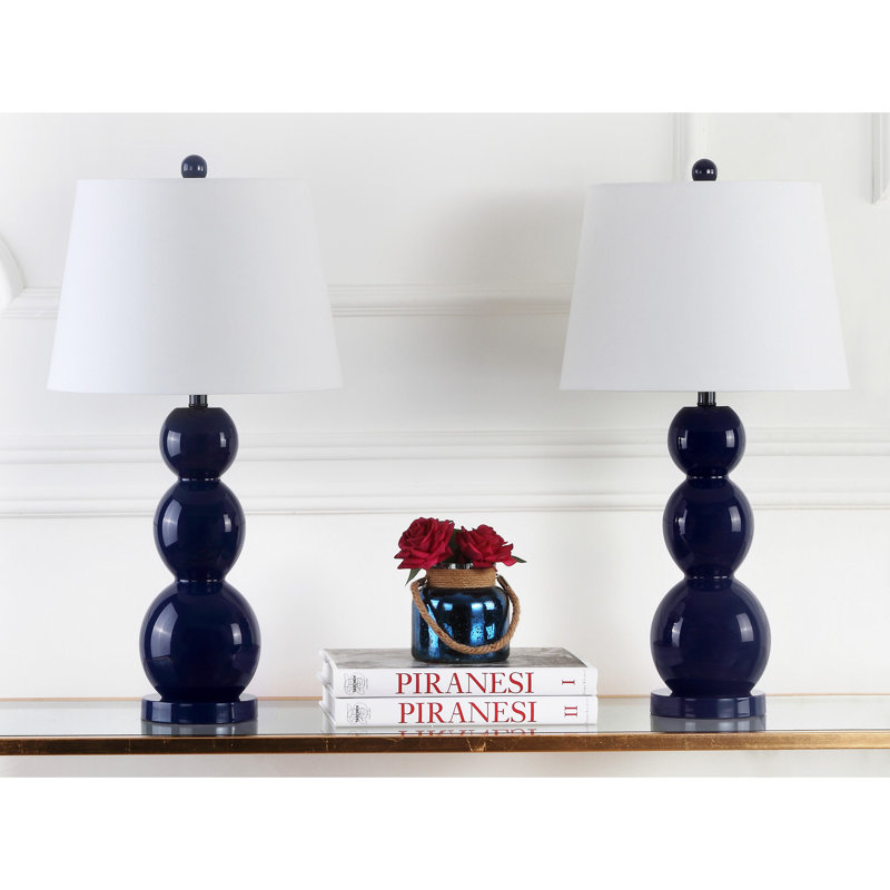 Dearis Glass Table Lamp, Navy