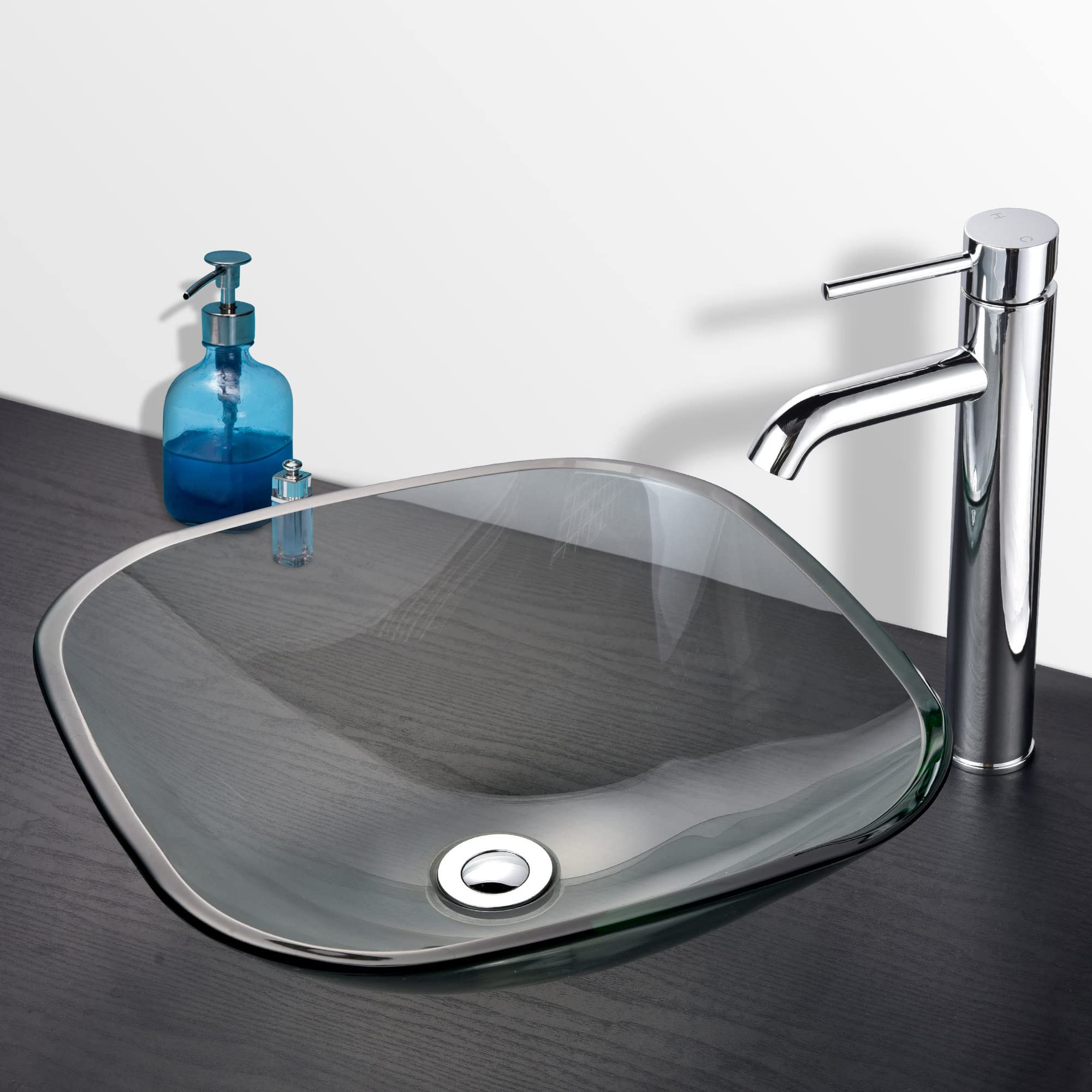 Aqua Tempered Glass Sink & Faucet Set