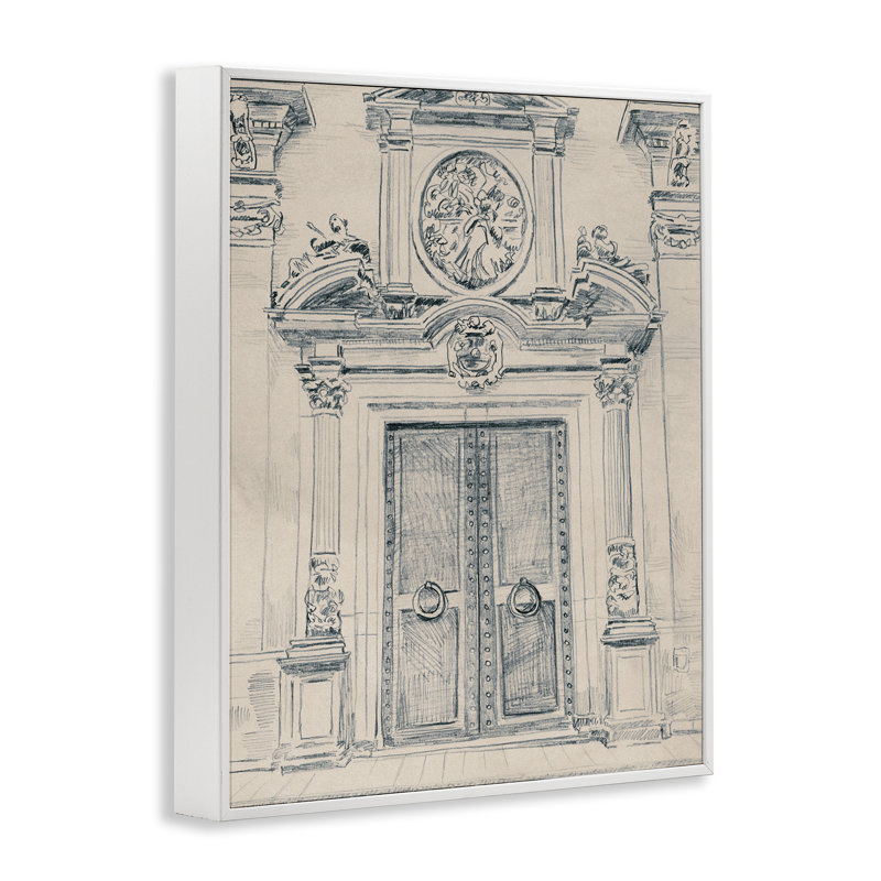 Scène d'architecture détaillée encadrée, giclée par June Erica Vess, Giclée encadrée blanc bord de mer, H 30 po x l 24 po