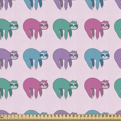Ambesonne Jungle Cartoon Fabric By The Yard, Symmetric Colorful Pattern Of Continuous Exotic Sloth Animal, Decorative Fabric For Upholstery And Home A -  East Urban Home, 6C41265AE35245D0A428E95C6329B11C