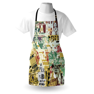 East Urban Home Retro Apron Unisex, Old Torn Posters Collage, Adult Size, Multicolor